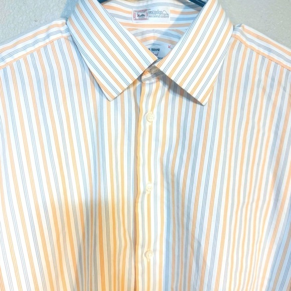 Ike Behar Mens Dress Shirt XXL 2XL White Blue Striped Collard Saks Fifth Avenue - Picture 3 of 5